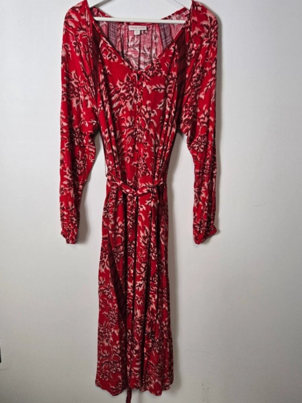 Knox Rose Size M Red Floral Long Sleeve Midi Dress